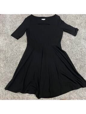 xhilaration Black 3/4 Sleeve Cutout Peek-a-Boo Skater Dress size Medium